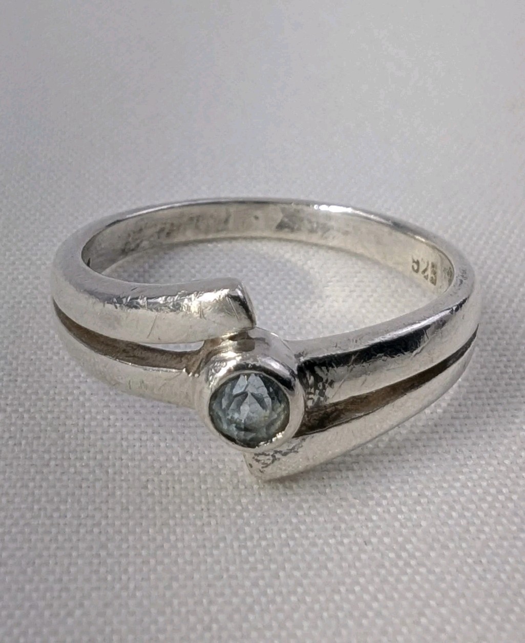Handmade Sterling Silver Icy Blue Gray Diamond Ring Size 5 925