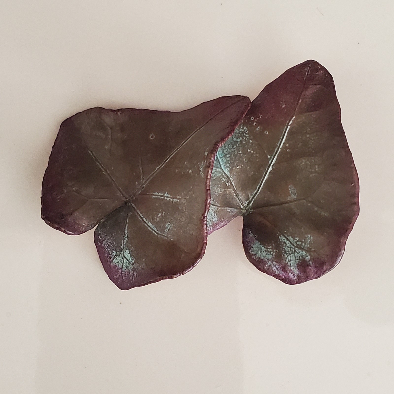 Nature’s Creations Rockville Maryland Copper Leaf Leaves Brooch Pin Vintage