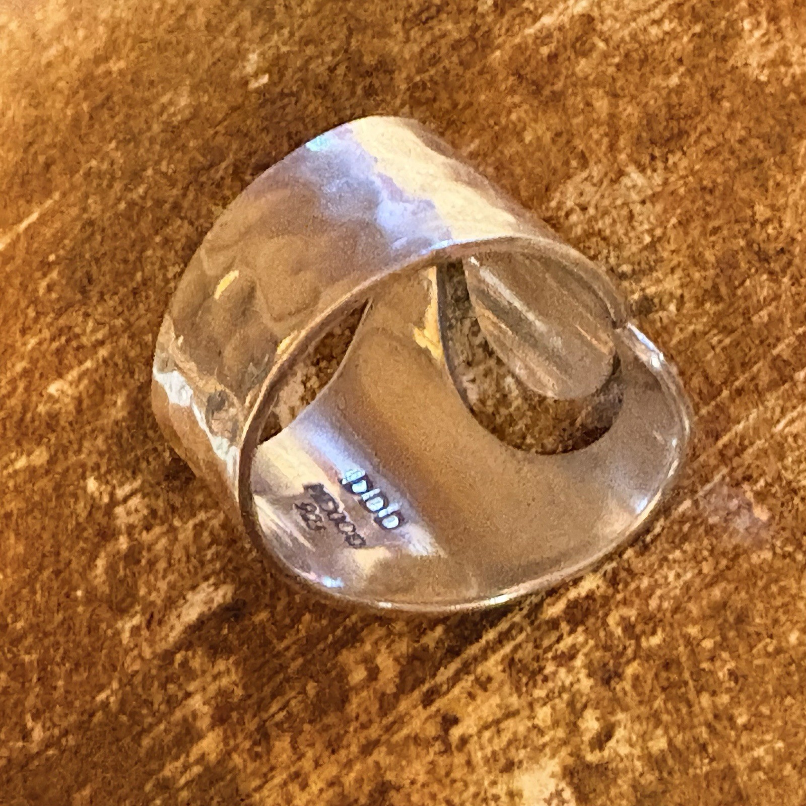 Dominique Dinouart Ring Size 10 Sterling Silver Hammered Modernist Style Vintage