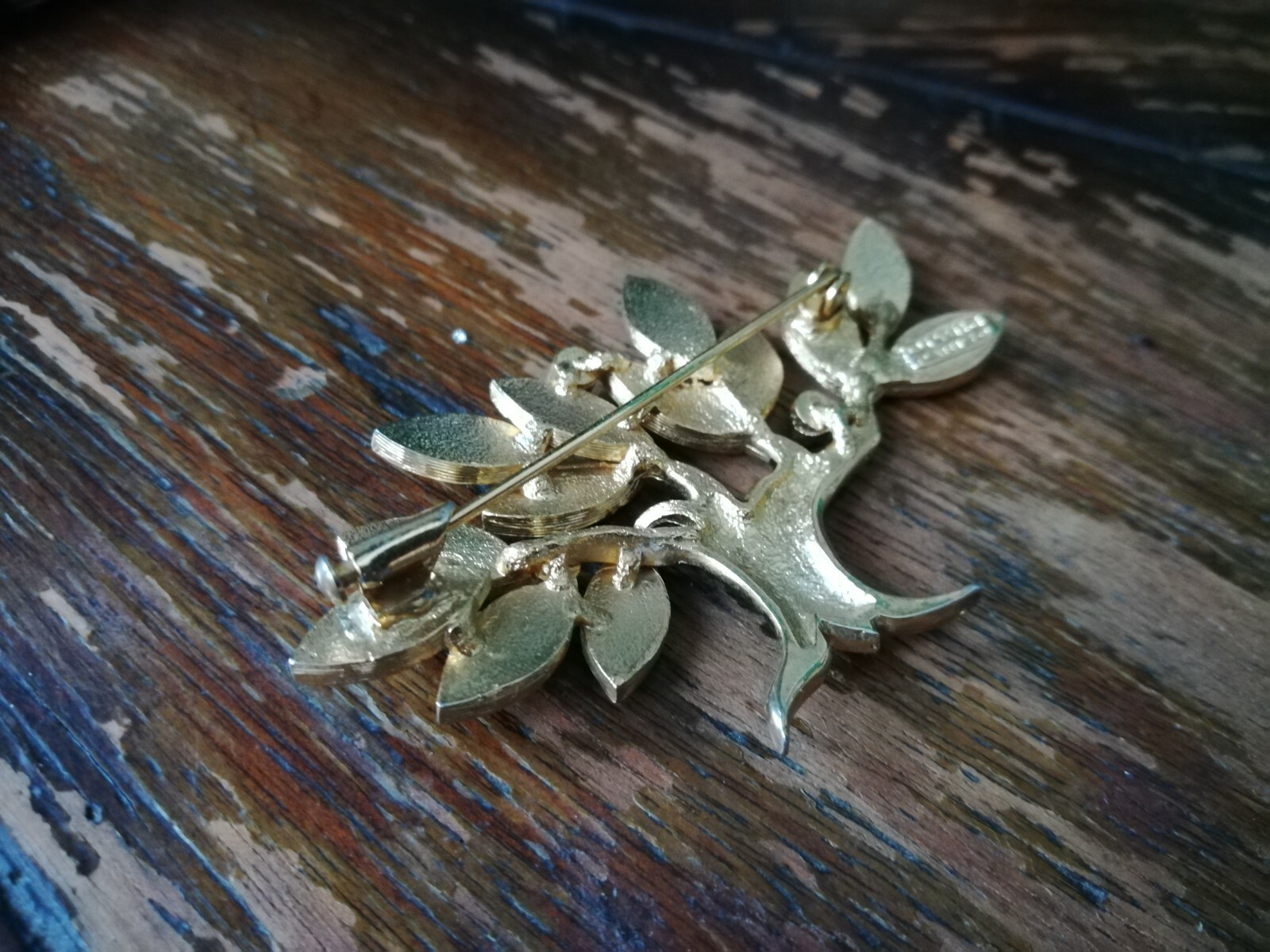 Vintage Orena Paris Tree of Life Gold Tone Brooch Pin Trombone clasp