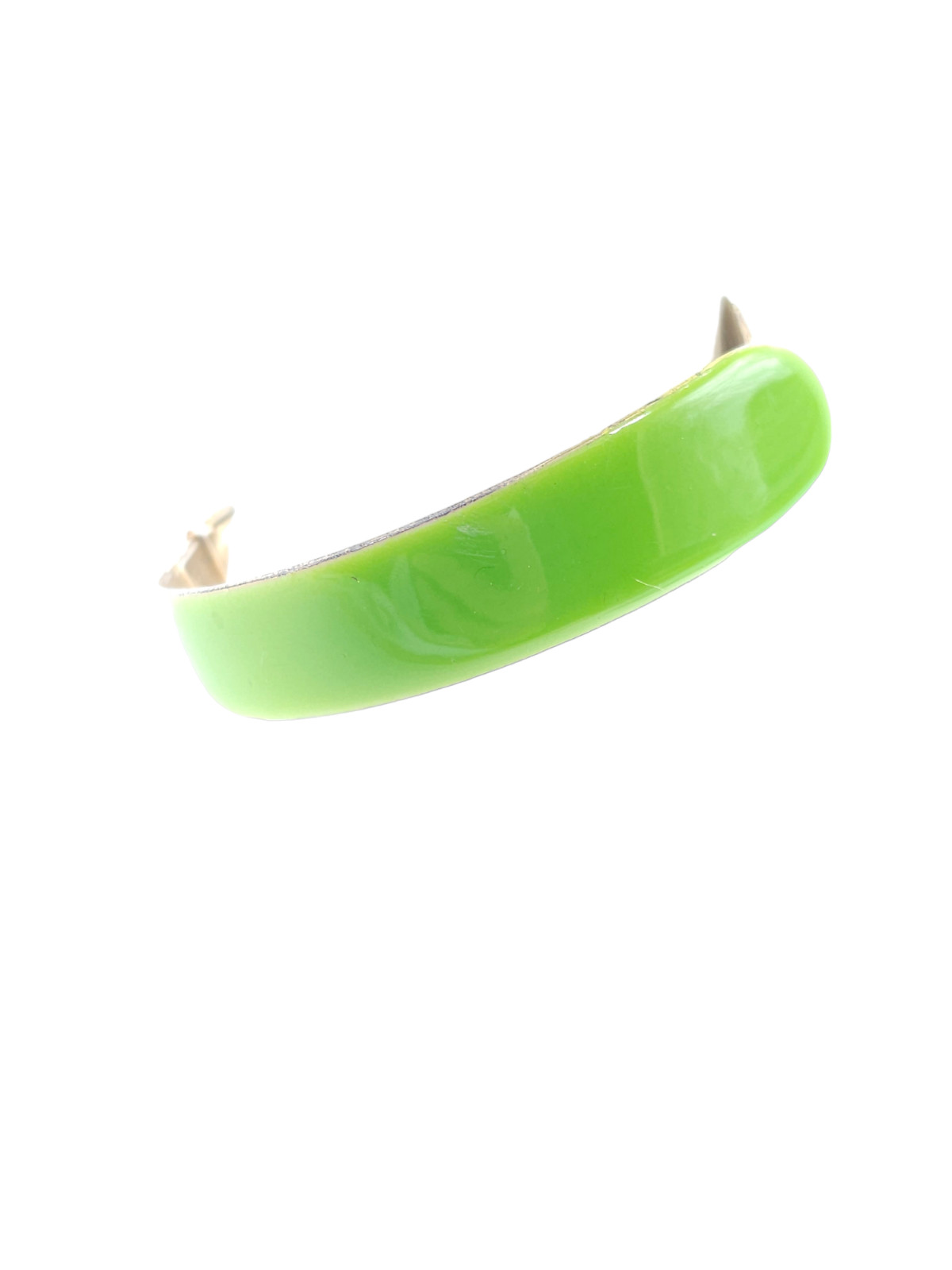 Weiss Lime Green Enamel Hinged Bangle Bracelet Gold Tone Vintage