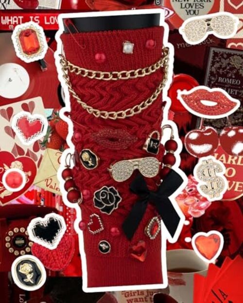 85 Pcs Junk Socks Charms Kit Charms for Socks, Brooches and Pins Black and Red