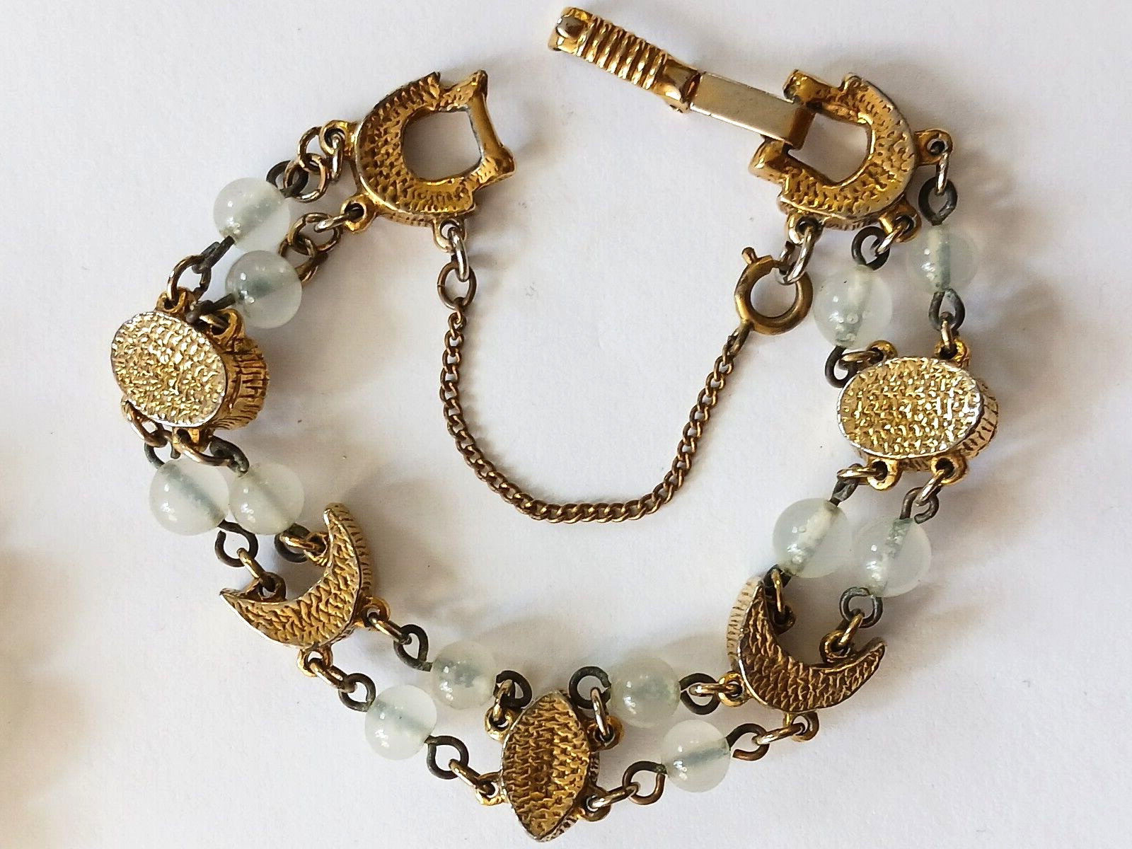 Vintage bracelets. box clasp. safety chain lock, Anchors, stones, rhinestones. 4