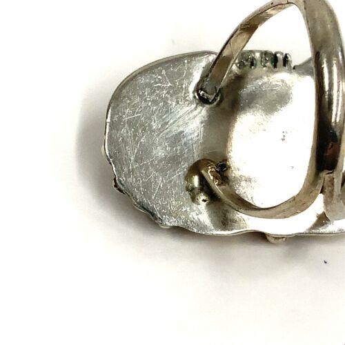 Vintage Sterling Silver Native American Navajo MOP Shell Stone Feather Ring sz 6
