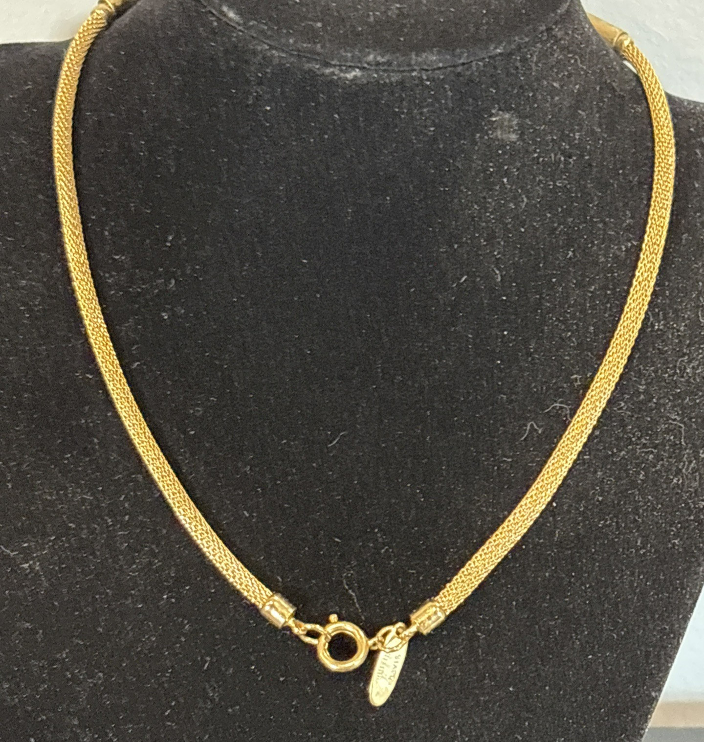 Vintage Gold Tone Whiting & Davis Mesh Rope Chain Necklace 15 1/2″ Spring Ring