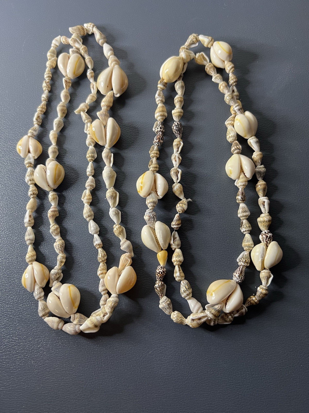 Costume Jewelry, Vintage (Lot Of 6) Shell & Beaded Brown White Necklaces #77
