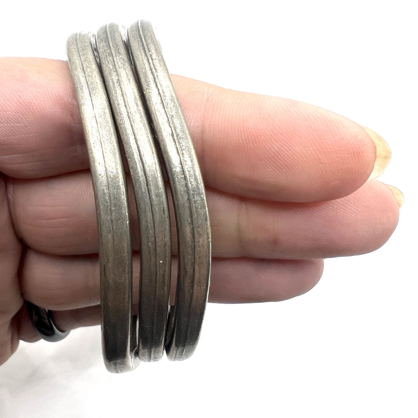 Vintage 1960s Aluminum Bangle Bracelet Minimalist Modernist Set Of 3 8”