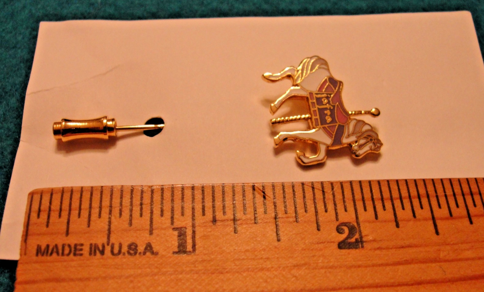 Vtg Enamel Carousel Horse Stick Pin Jafra Costume Jewelry Purple Pink White Gold