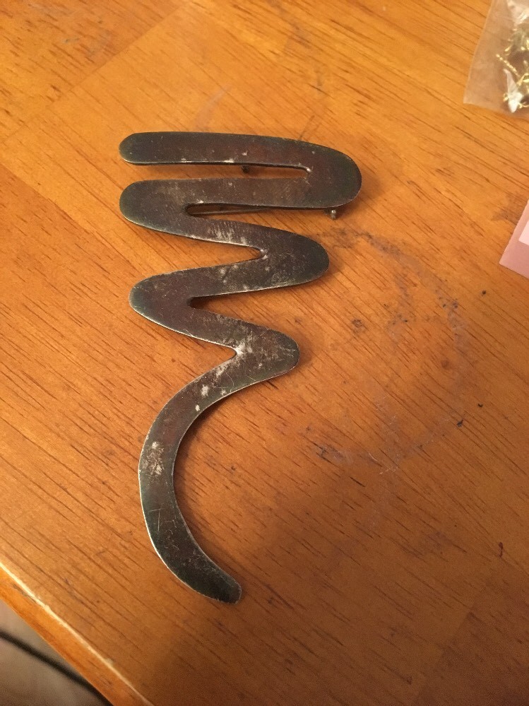 VTG SILVER MODERNIST SQUIGGLE PIN/BROOCH PENDANT 3-1/4″ TE-20 325