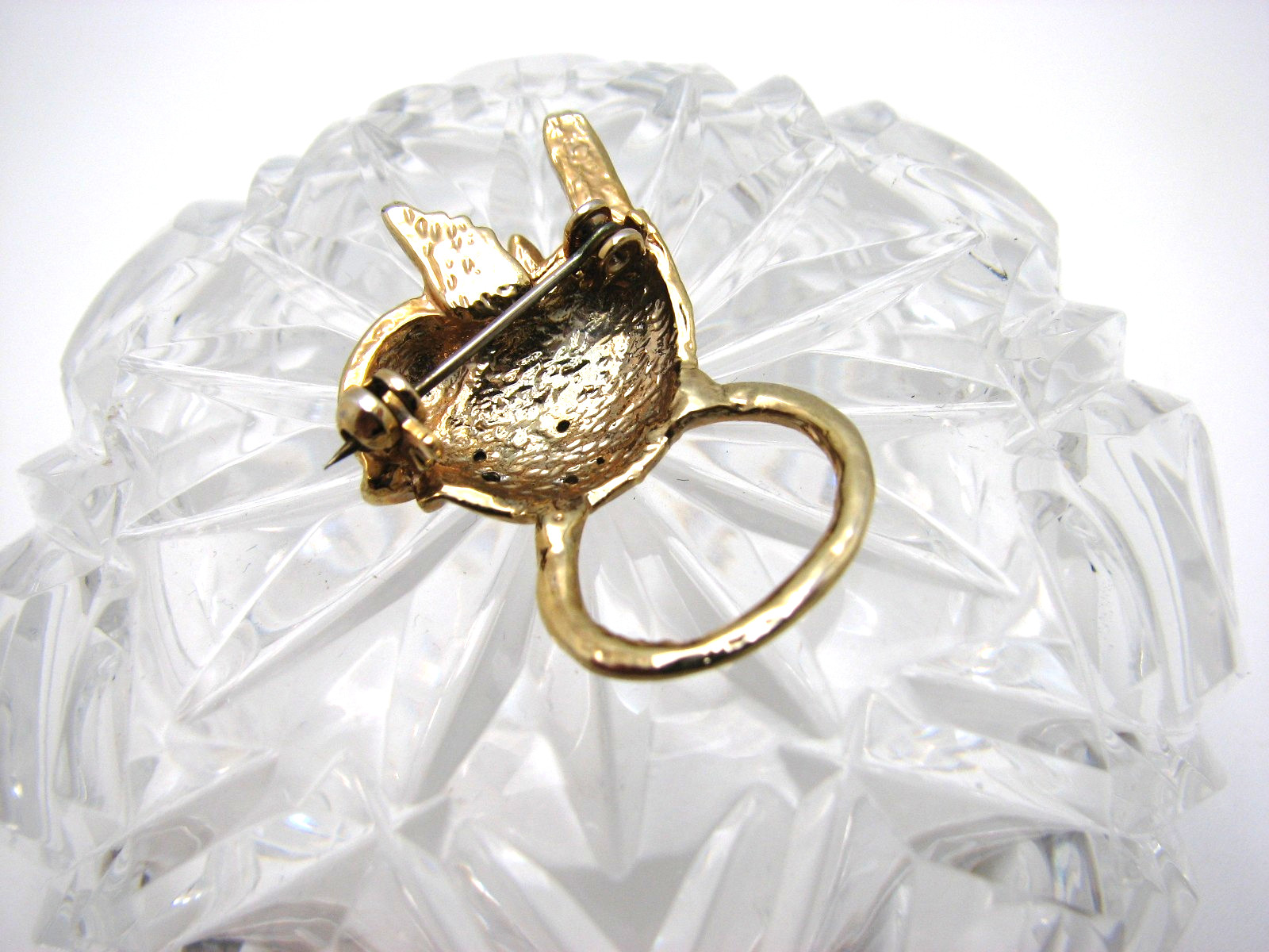 Vintage Enamel & Pave Crystal Bluebird of Happiness Charm/Eyeglass Holder Pin
