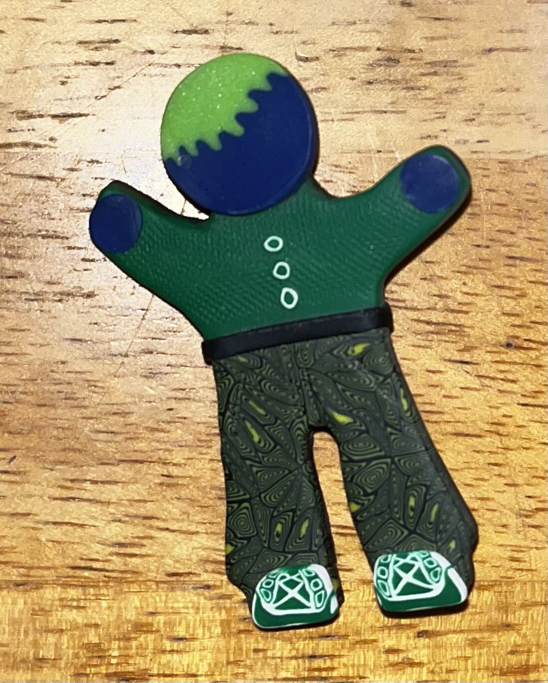 Blue Green Person Child Clay Pin/Brooch