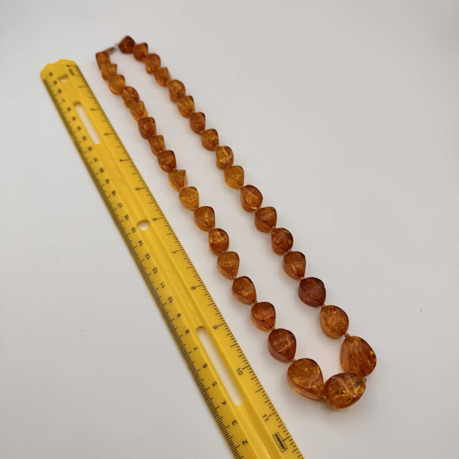 Authentic Honey Baltic Amber Necklace with 14k Solid Gold Clasp~25″