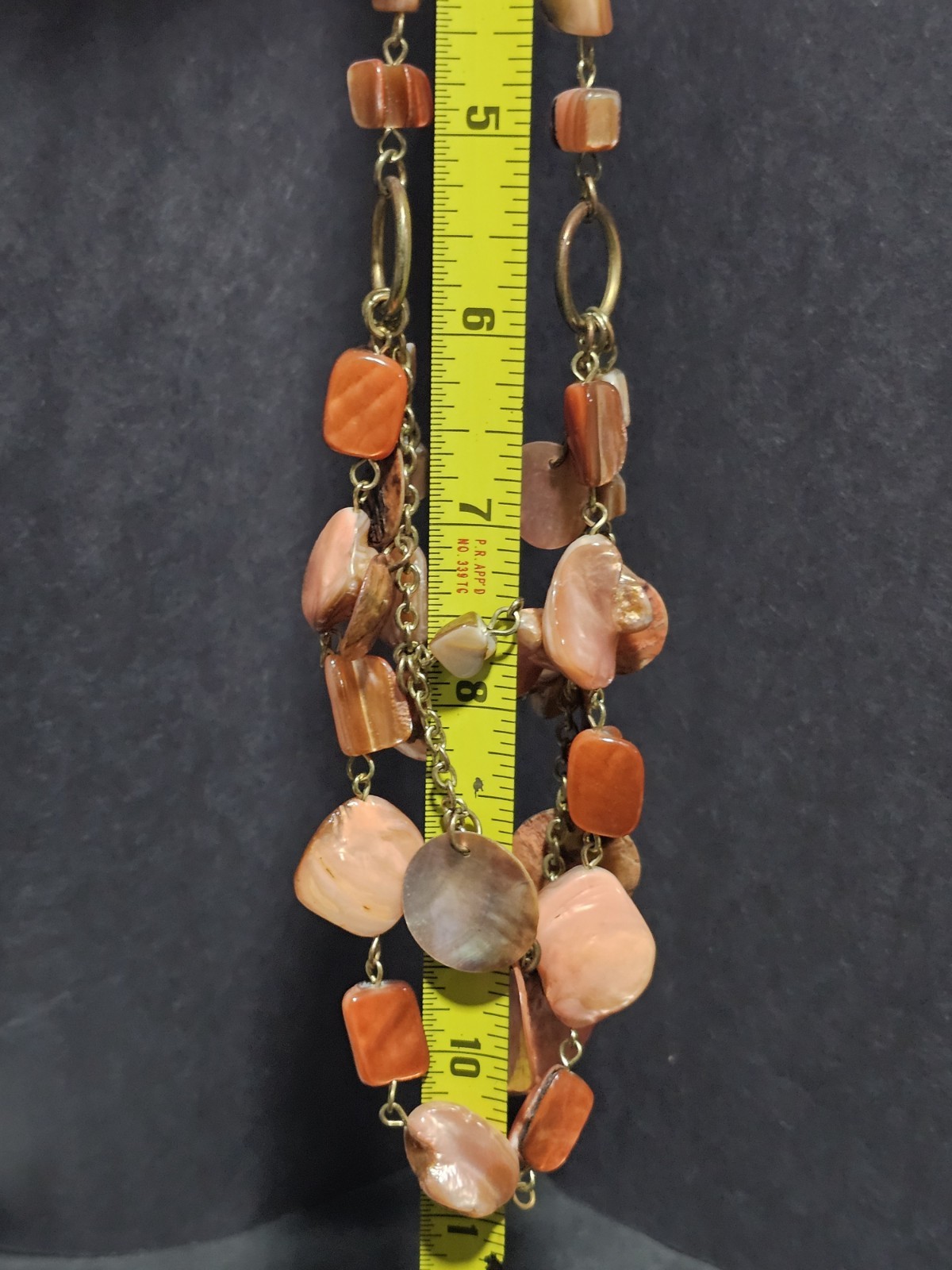 Estate Lot 5 Earth Tone Acrylic Lucite Shell Brass Accent Beaded Necklaces