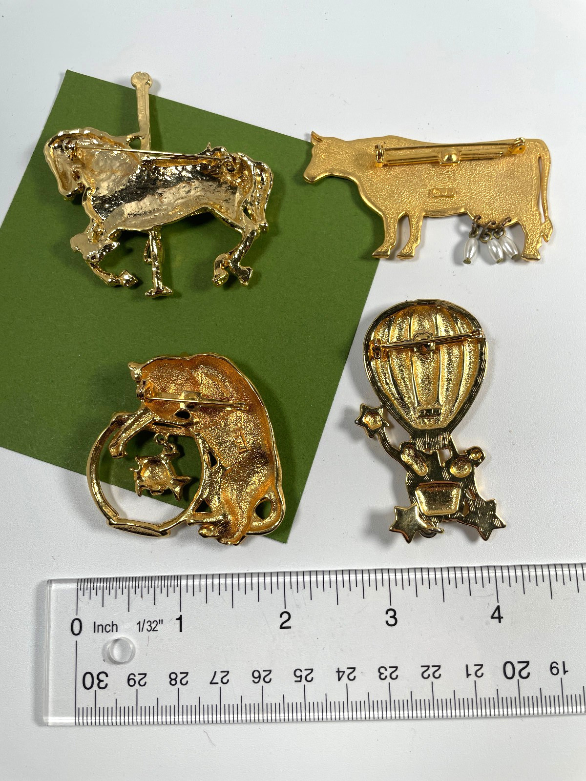Vintage Brooch Pin JJ Cat Fishbowl, Hot Air Balloon, Cow, Carousel Horse Lot 4