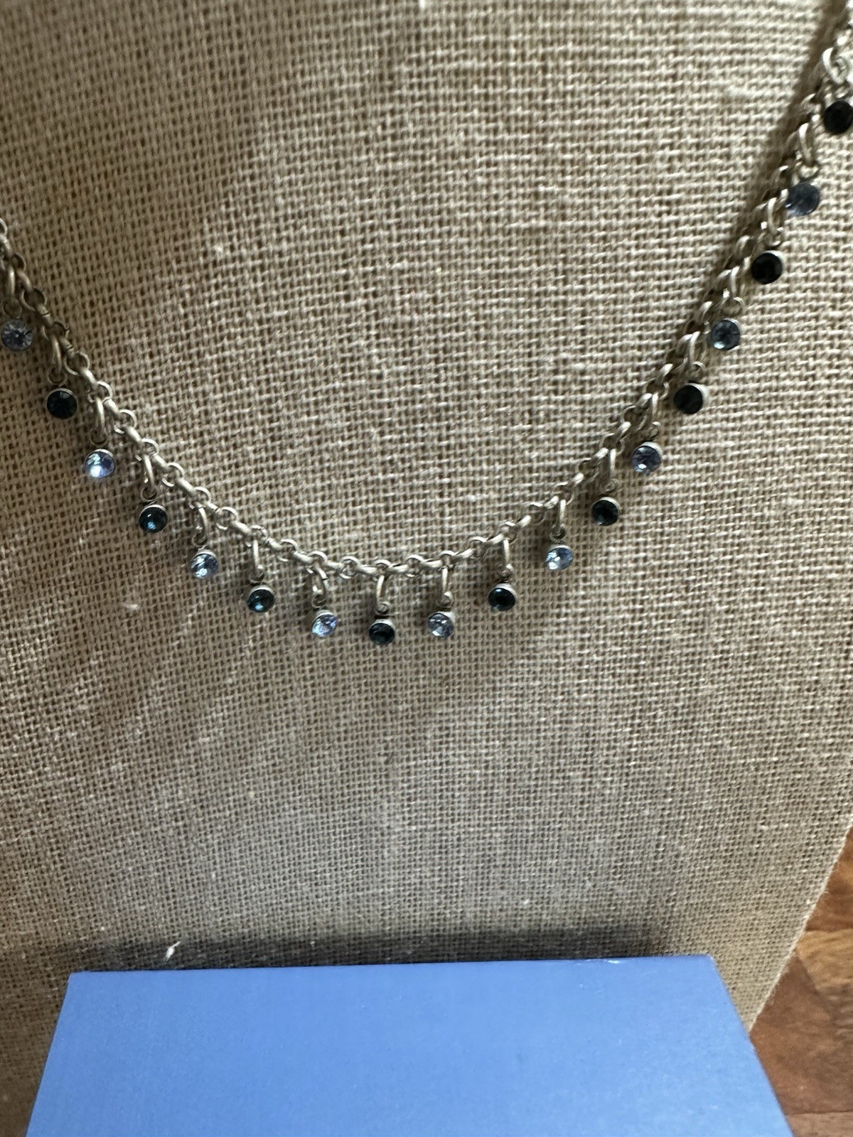 VTG Discontinued Lia Sophia Fashion Necklace And Earring Set Blue Stone