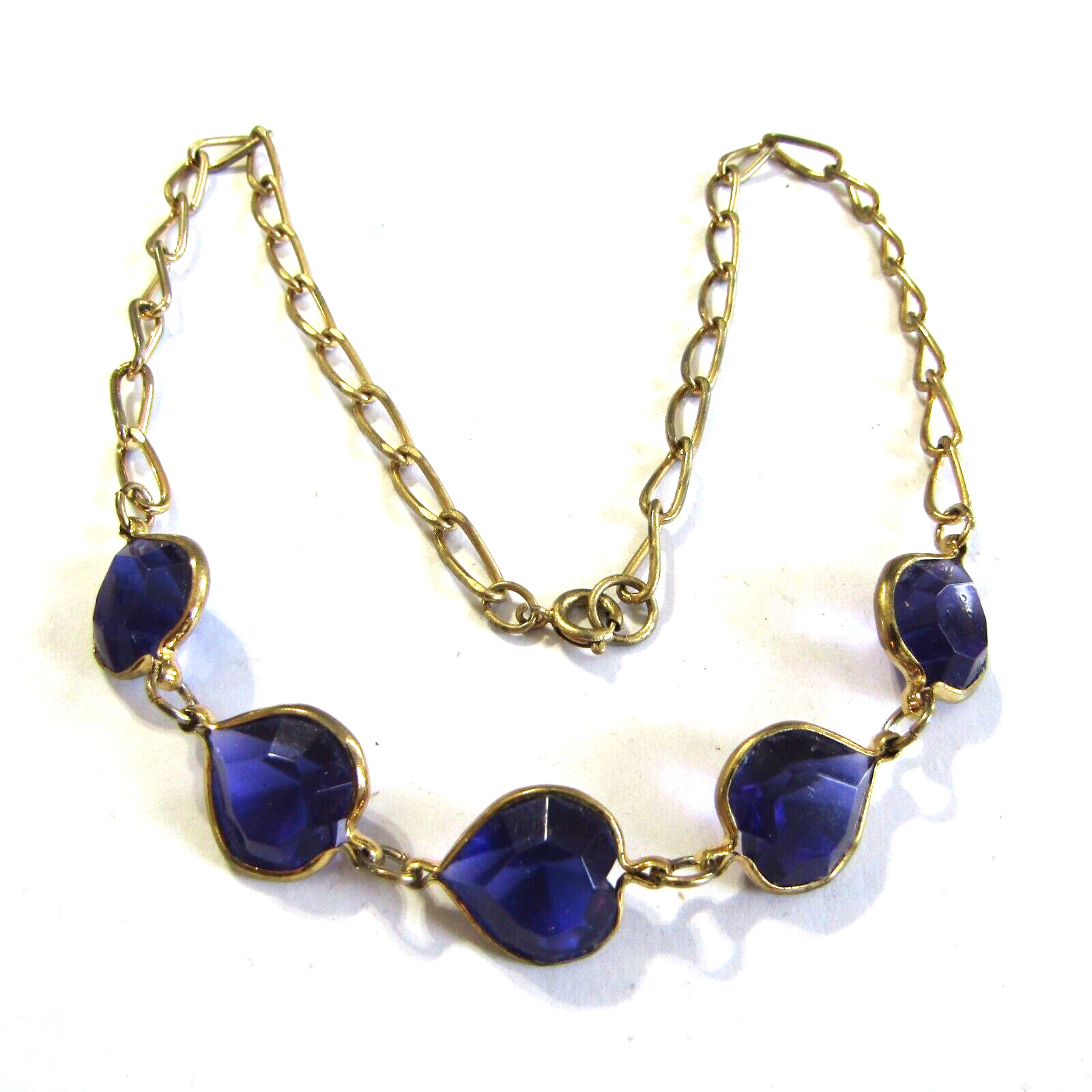 Vintage Purple Crystal Heart Necklace 12 mm 17.5 inch