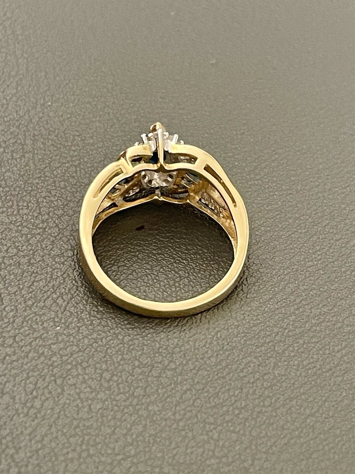 14KT Yellow Gold 1.00CTW Sapphire and 0.30CTW Diamond Ring. Size 7 (S265)