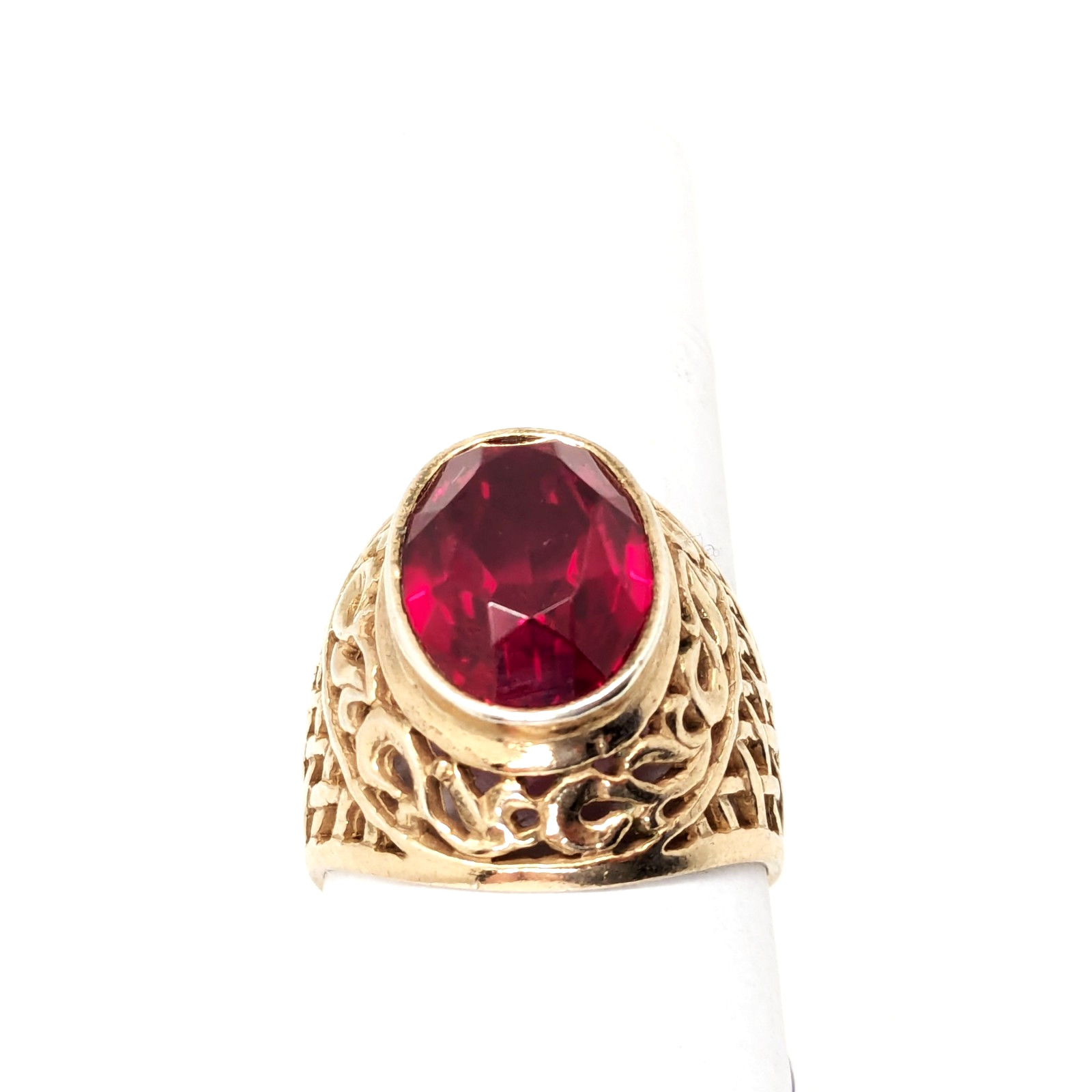 Vintage Soviet RING Silver⭐️875 stamp Star USSR with Bright Ruby -size: 8US | #8