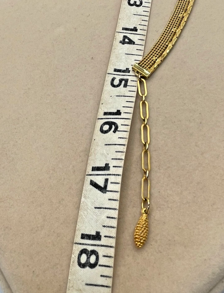 VTG Designer Pennino Gold-tone flexible mesh chain adjustable choker necklace