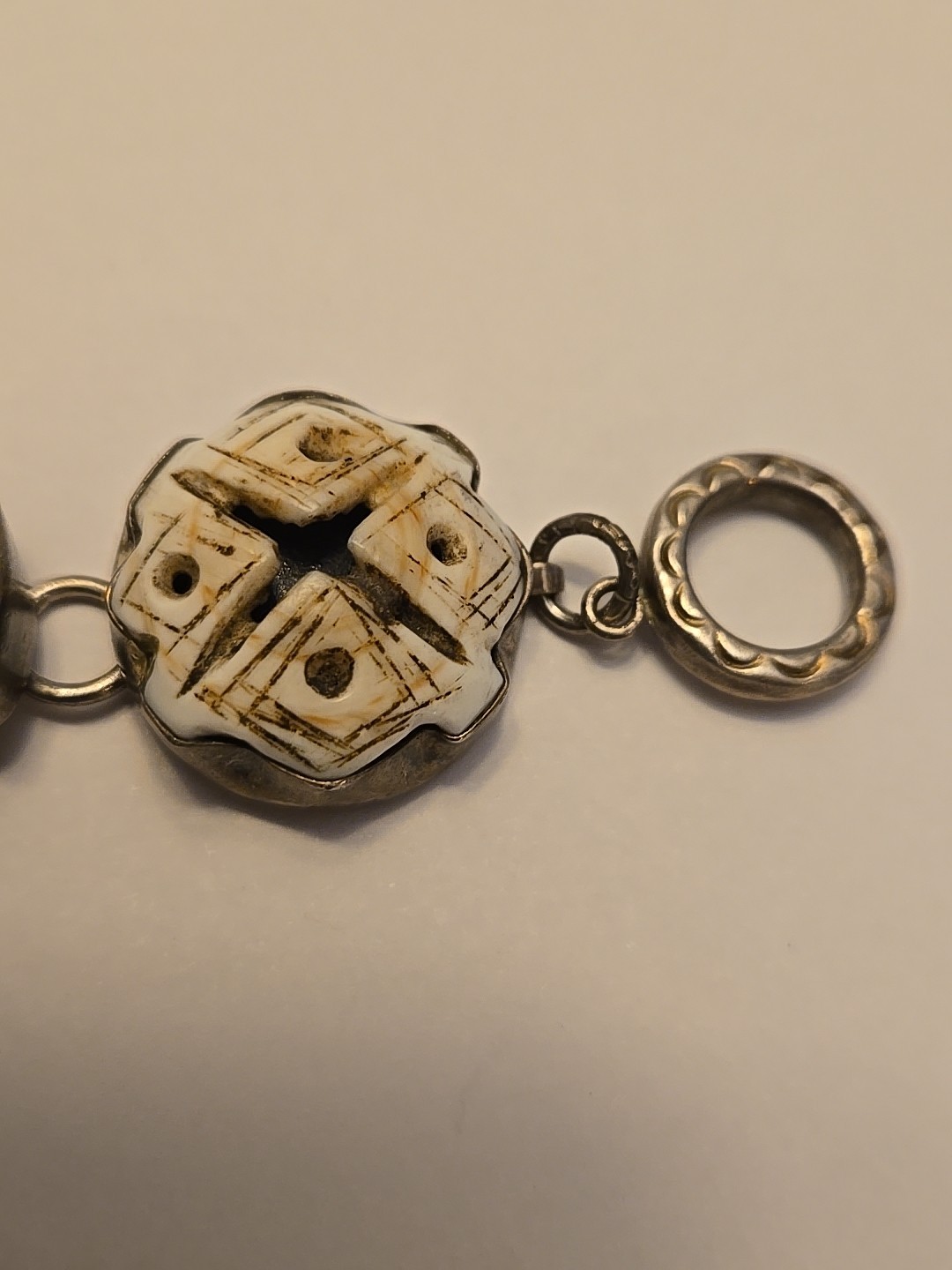 Large Amy Kahn Russell Sterling Silver And Carved Shell & Wood?