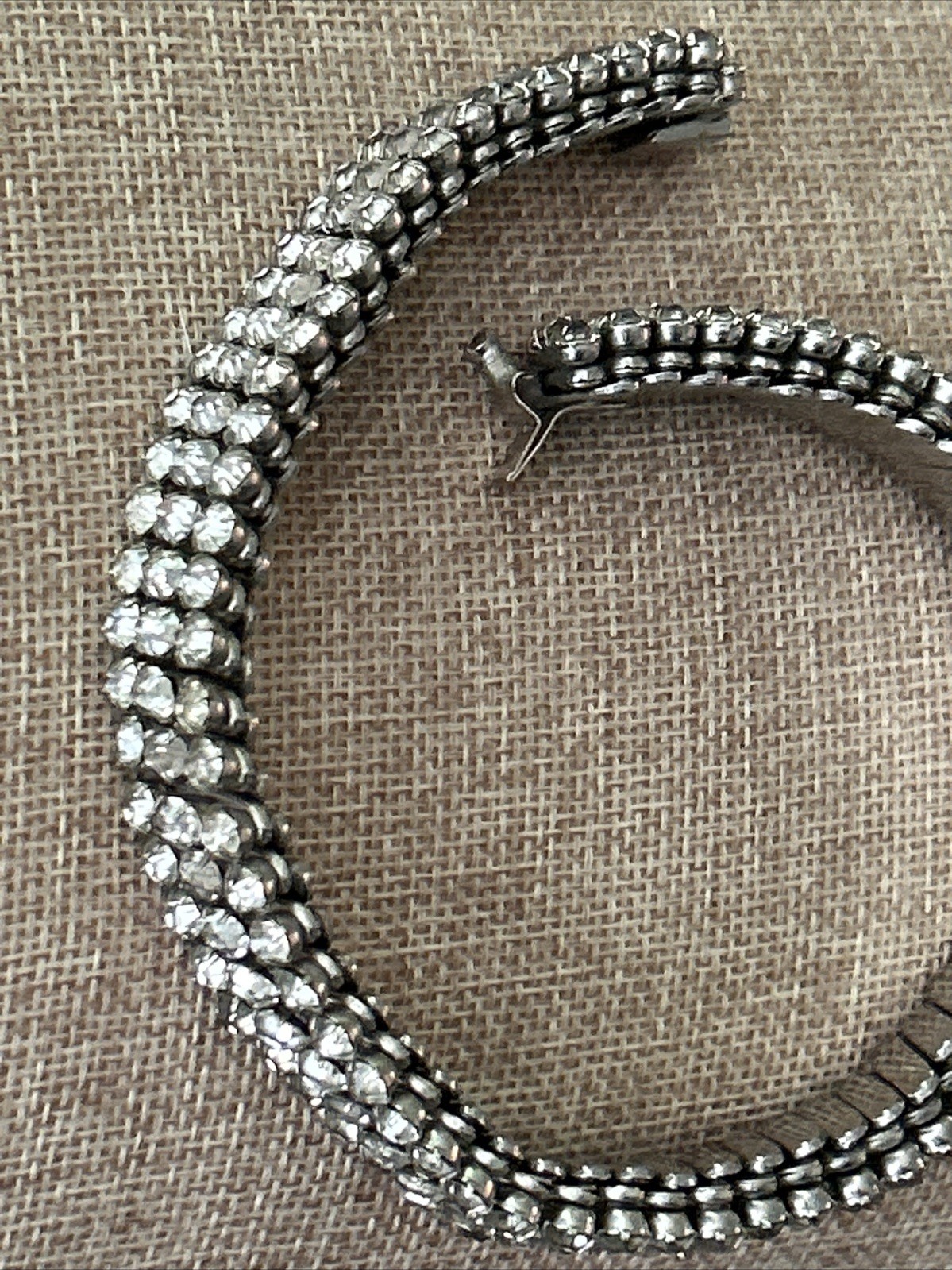 VTG 60s Rhinestone Stretch Expansion Trio-Cut Estate NECKLACE Statement 12.5 in