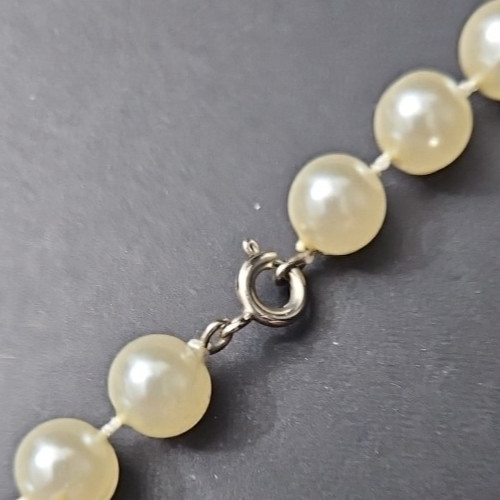 Vintage Faux Pearl Necklace 22 inches Knotted Between Beads