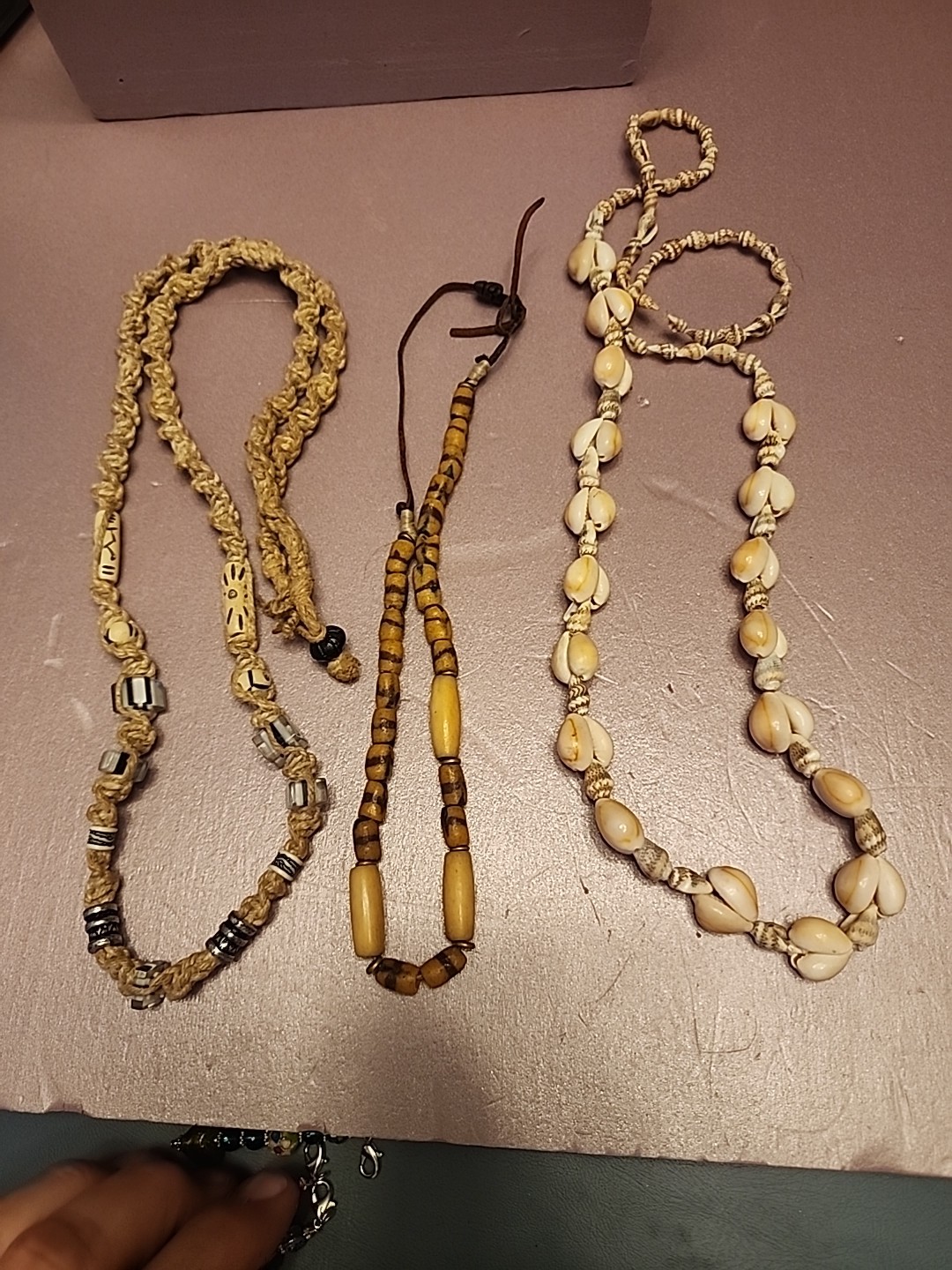 Vintage BOHO Acrylic Shell Necklace JEWELRY LOT White Yellow Beige 3X