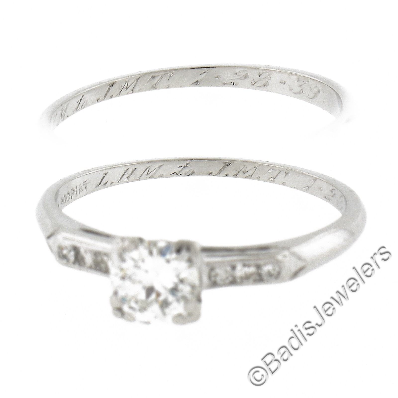 Vintage Platinum .58ctw Old European Cut Diamond Solitaire Engagement Ring