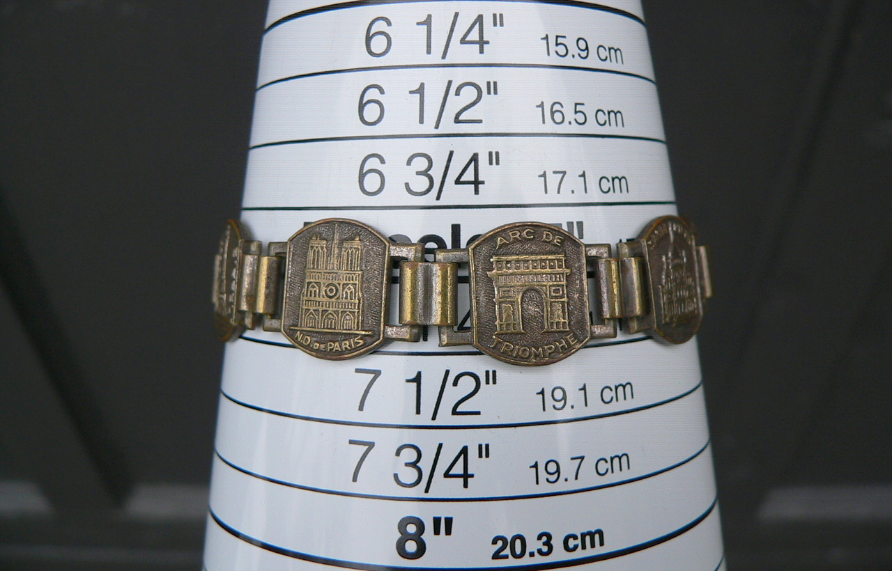 WWII Era Bracelet Souvenir PARIS France Historical Landmark Scene 1940s