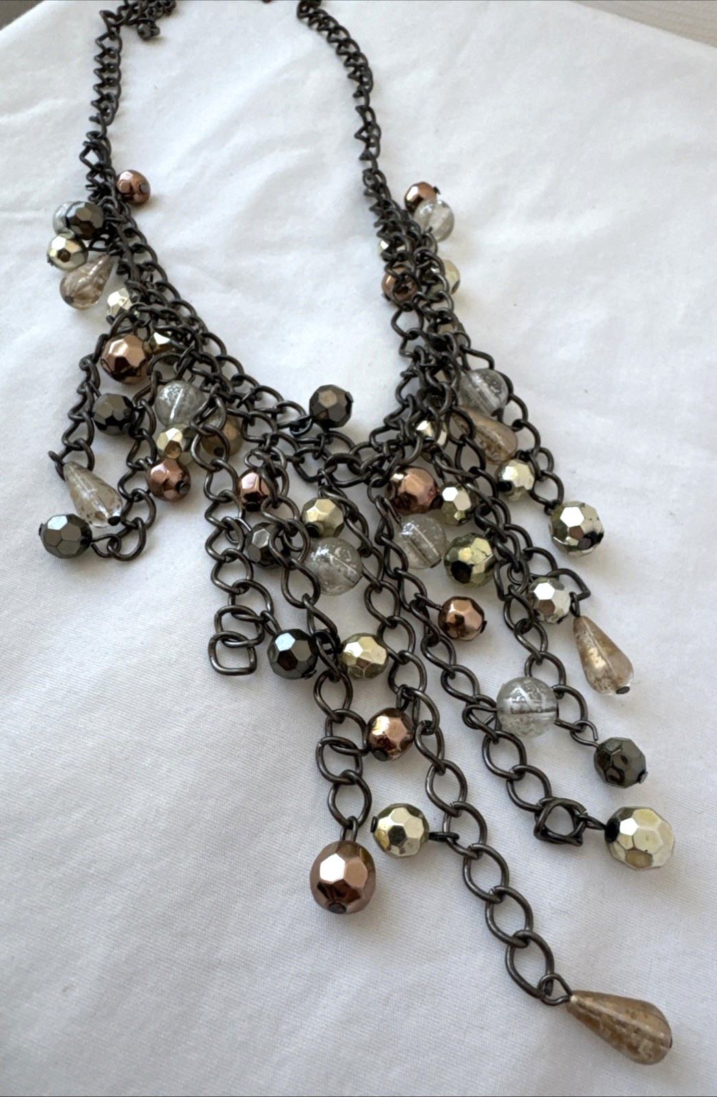 Gunmetal VTG Modernist Metal Necklace Mesh Chainmail Choker goth Hippie Gypsy