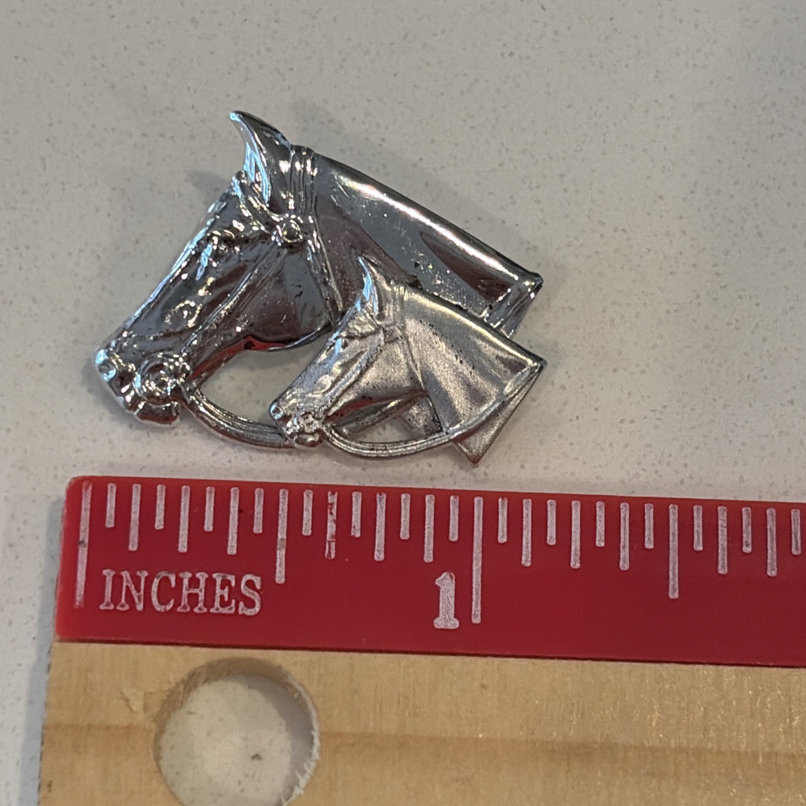 VTG Equestrian sterling silver horse head brooch / pin signed CA with arrow READ