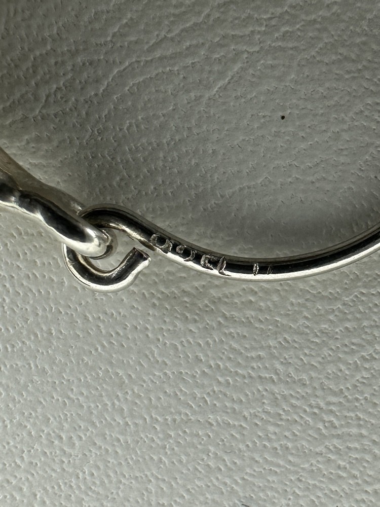 Vintage Sterling Silver Thick Puffy Crescent Hoop Dangle/Drop Earrings 1.25”