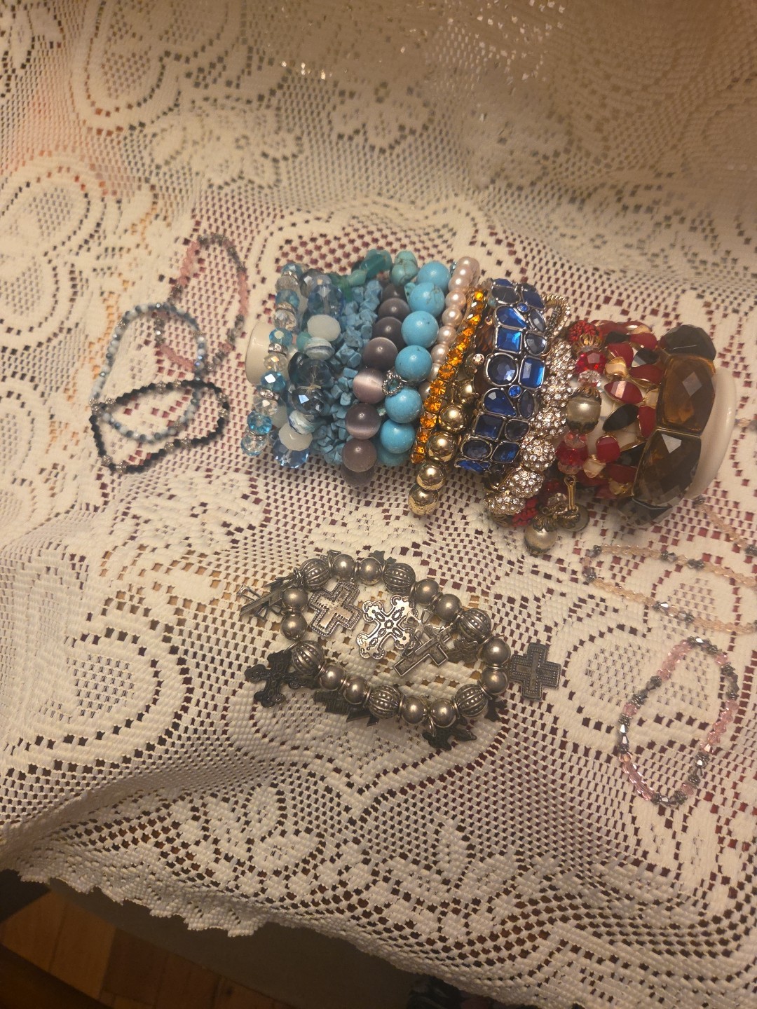 28 Vintage to Now~Costume Jewelry BRACELETS Rhinestone Bead Stretch LOT