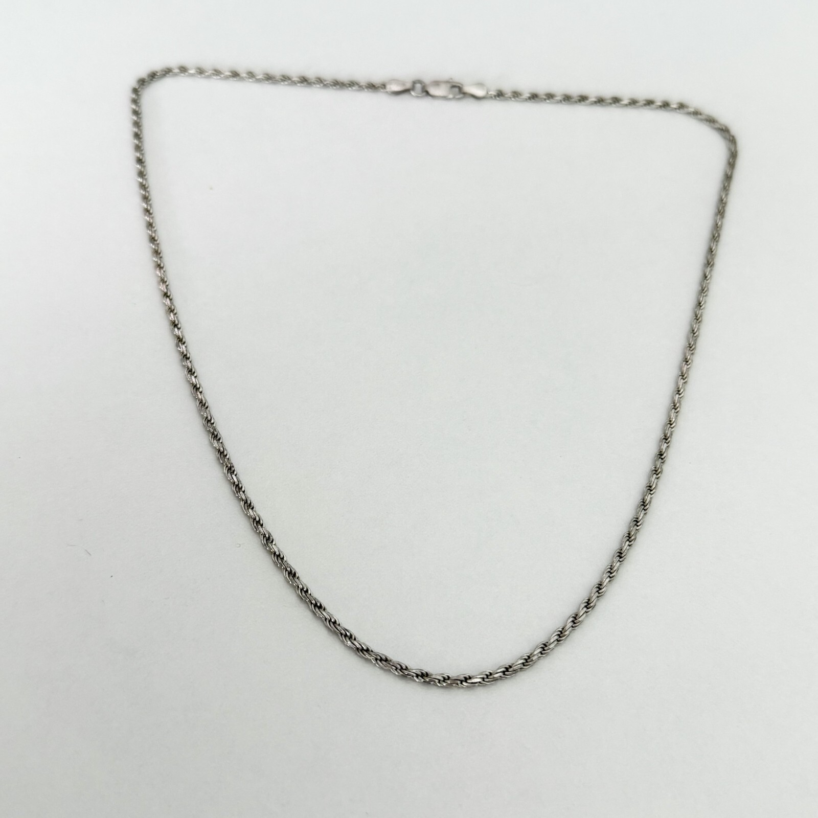 925 Italy Sterling Silver Vintage Rope Chain Link Necklace 17.5″