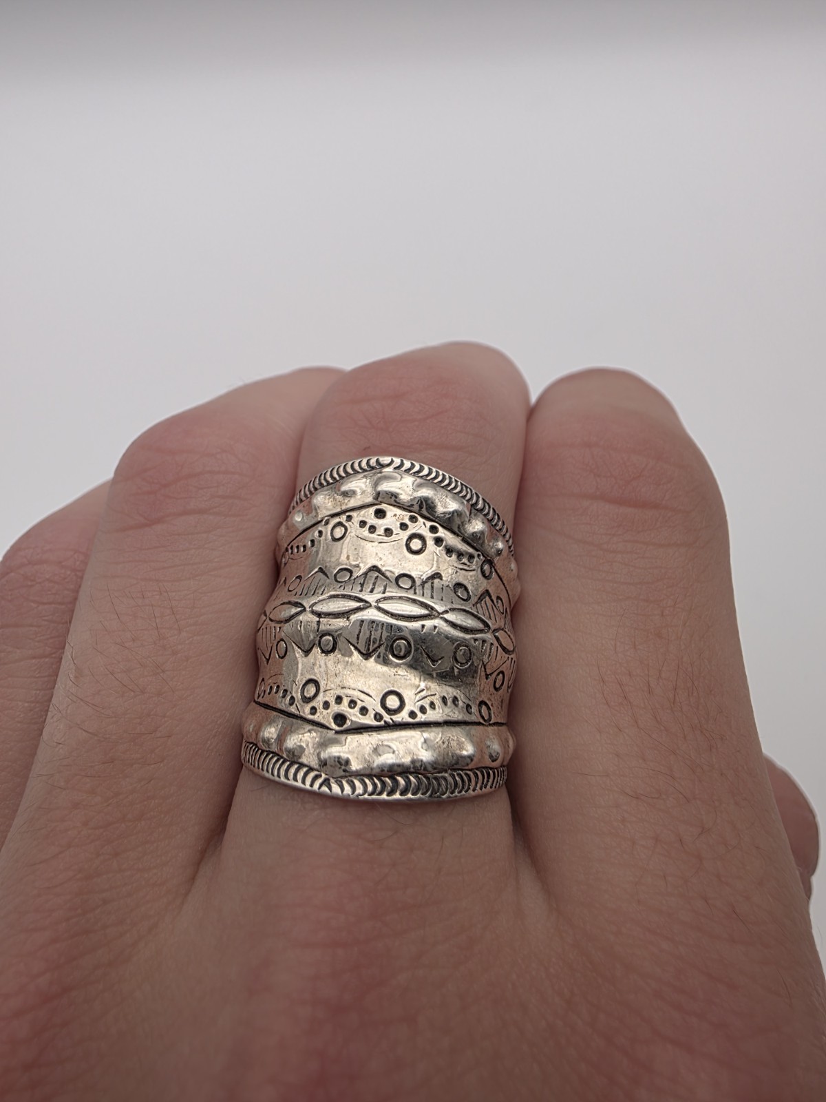 Vintage Designer BBJ Southwestern Sterling Silver 925 Ring Size 10.5