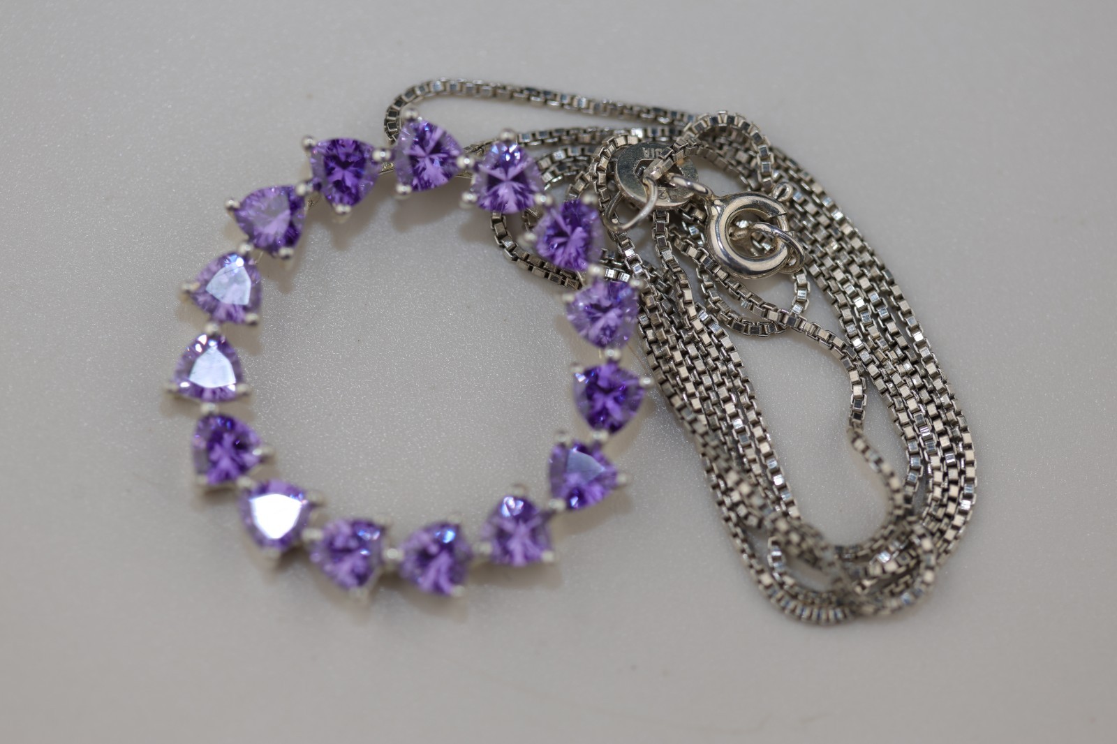 Round Amethyst Gemstone Pendant Necklace Sterling Silver