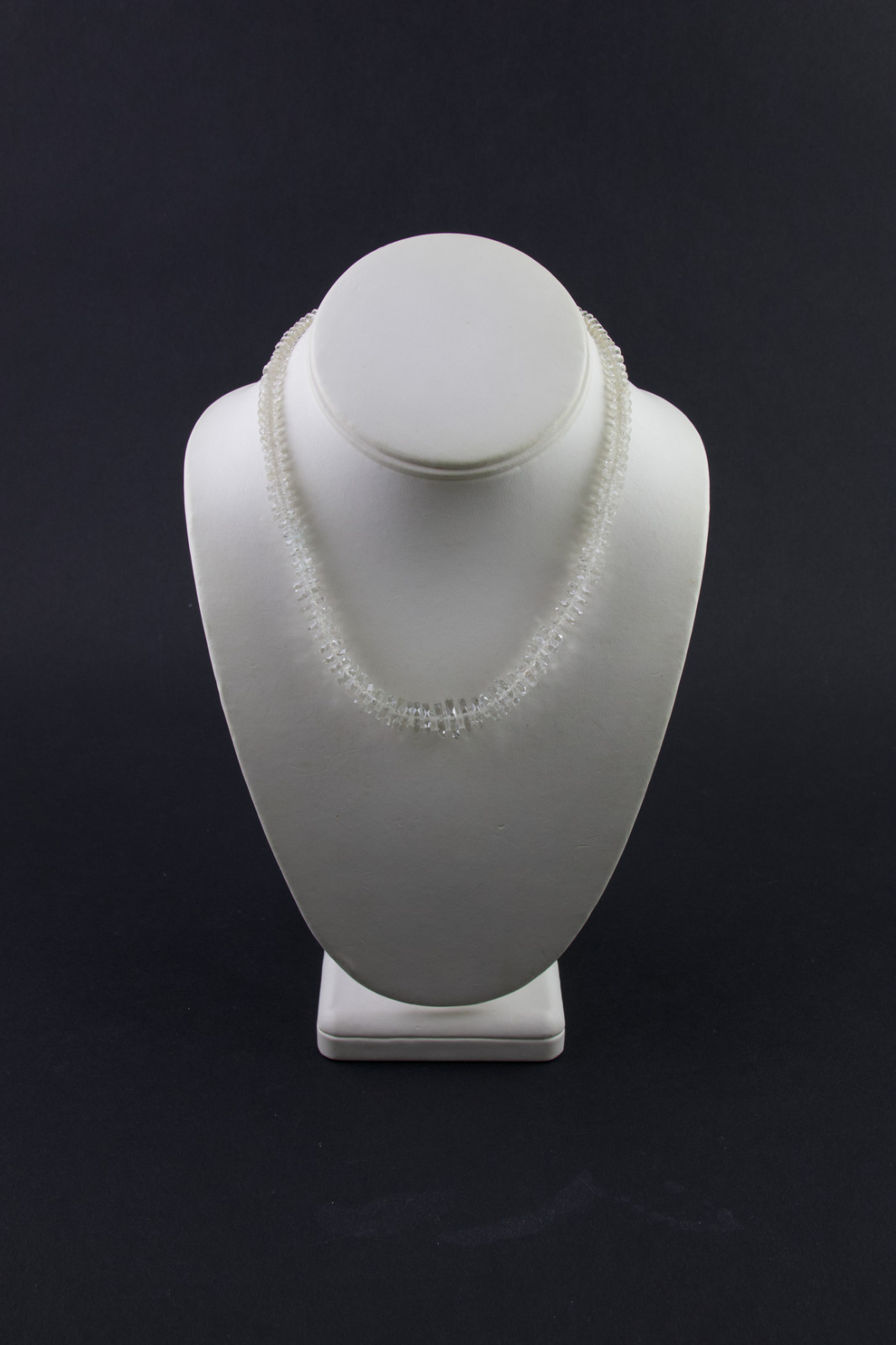 Vtg Art Deco Faceted Rock Crystal Glass Graduated Rondelle Disc Bead Necklace