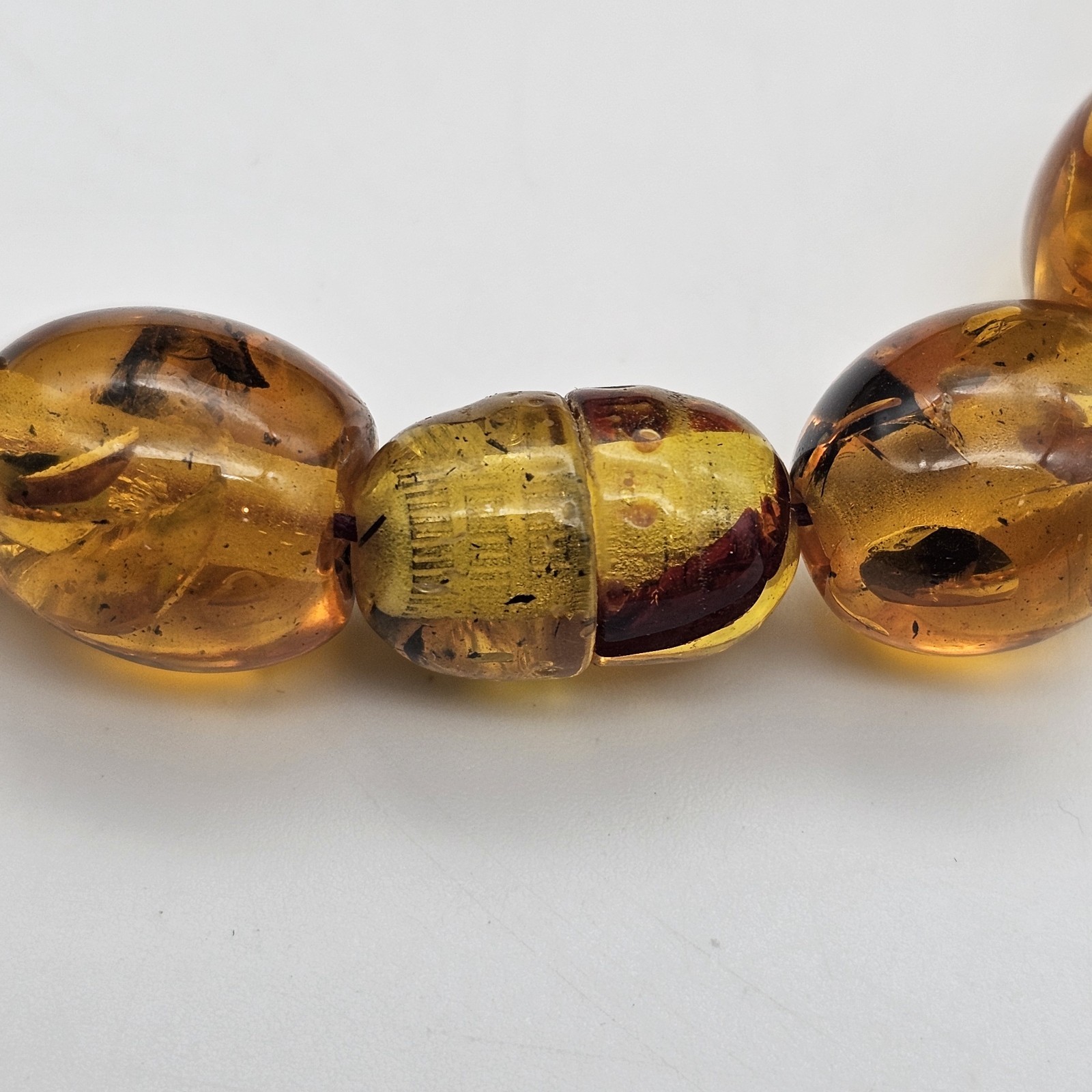 Vintage Baltic Amber Necklace Natural Honey Gold Beads 25″