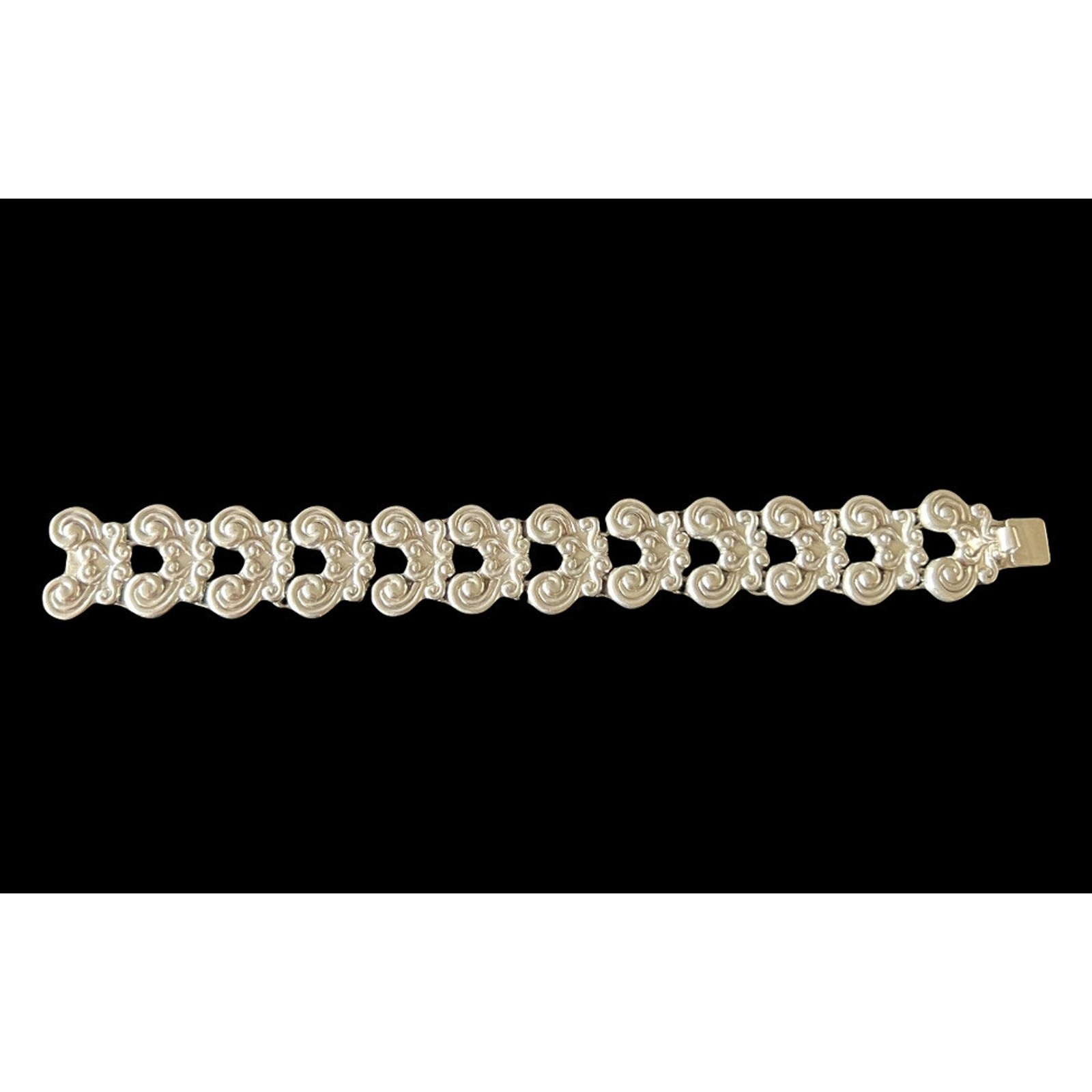 Gerardo Lopez Taxco Mexico 980 Silver Wave Scroll Bracelet Ca. 1940s
