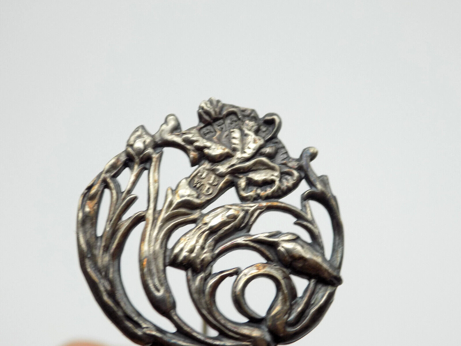Antique James Deakin Sons Sterling Silver Carnation Flower Hat Stick Pin