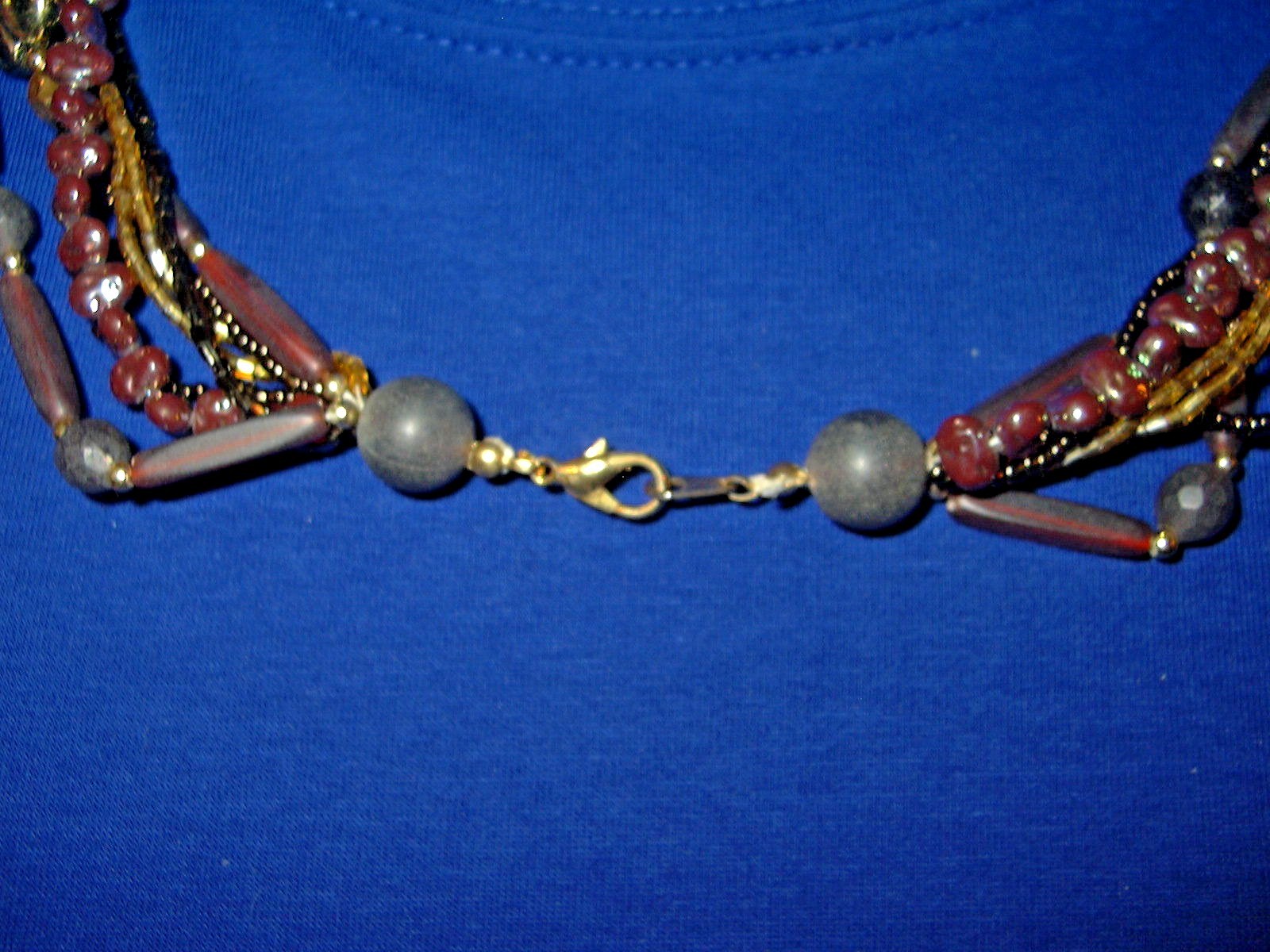 Vintage 8 strand necklace multi bead wood, glass, sead bead 30″ long unmarked