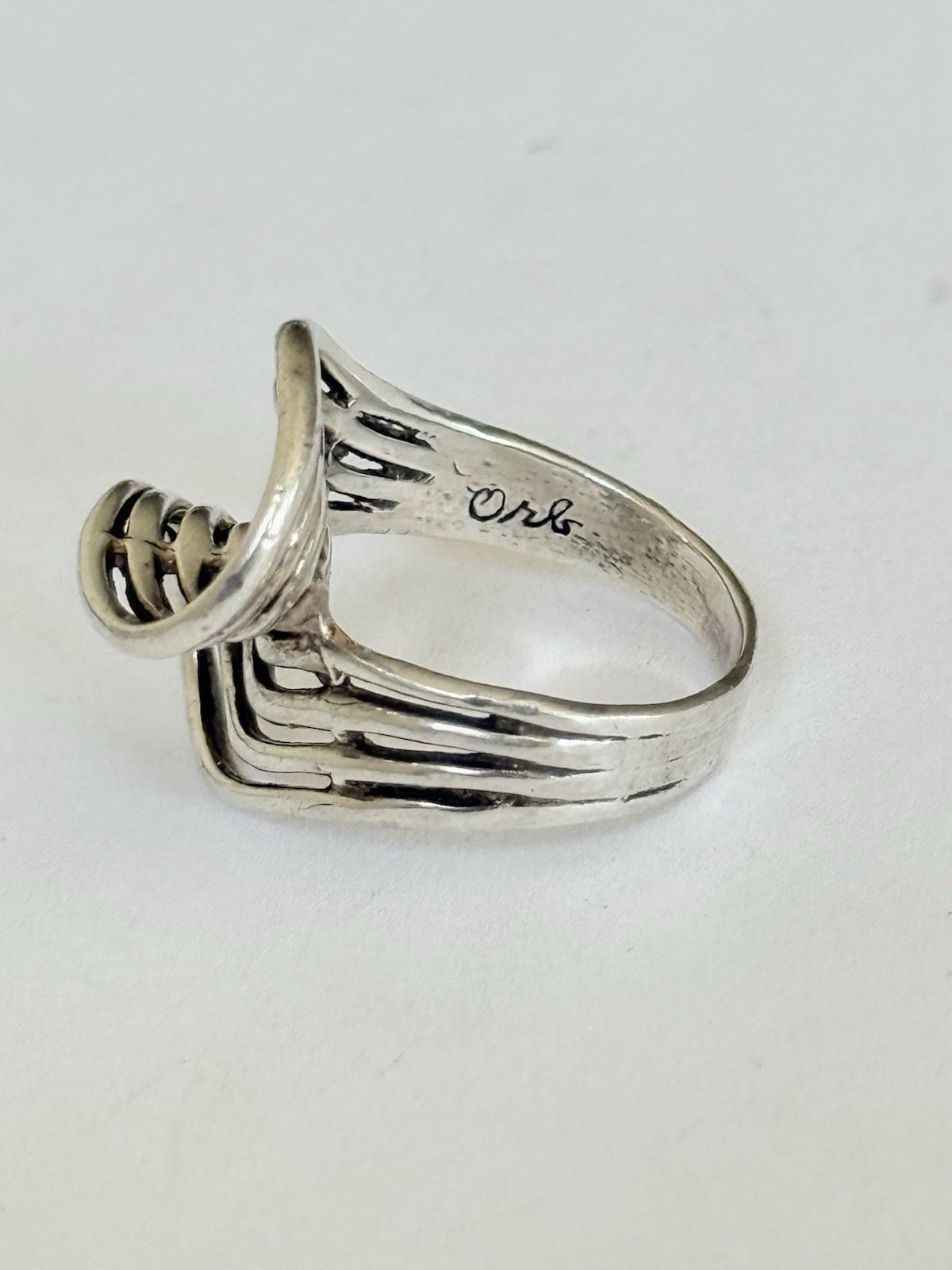 Vintage Signed Otto Robert Bade ORB Modernist Sterling Silver Ring Size 8