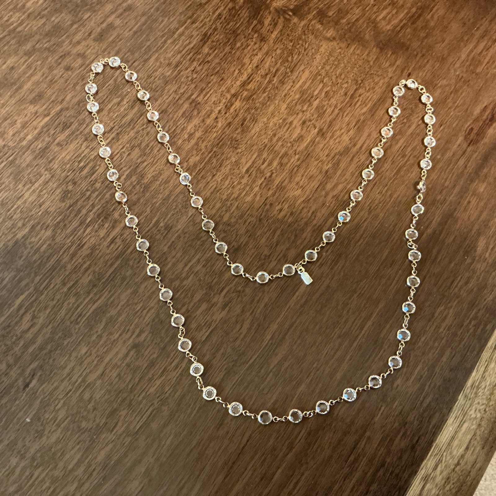 Vintage Swarovski Clear Crystal Gold Tone Long Layering Necklace 32″ Tagged