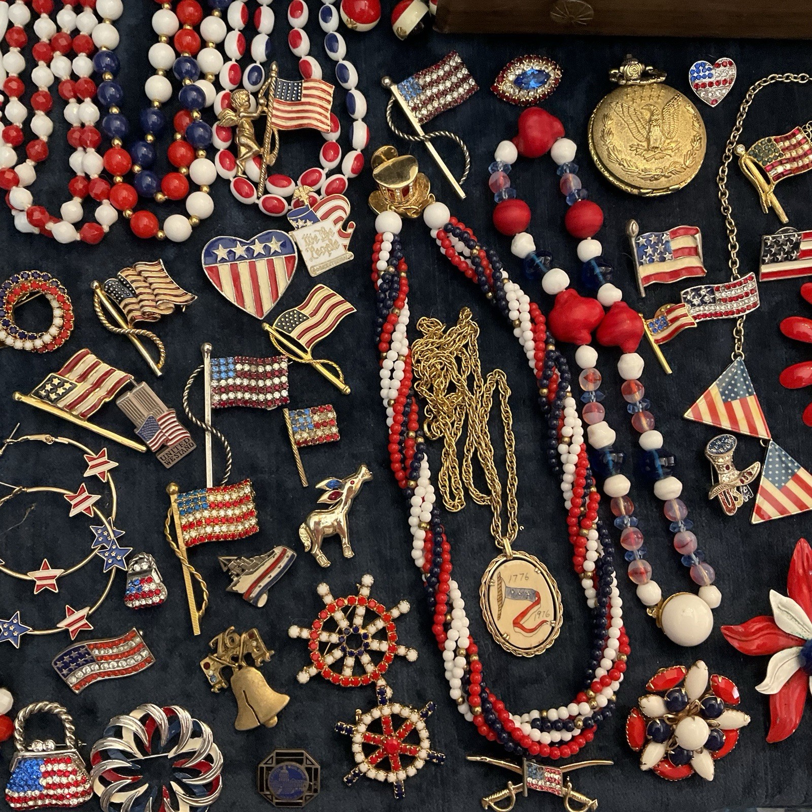 Vintage Lot Patriotic Forth Of July Red White Blue Jewelry Sarah C Monet Emmons