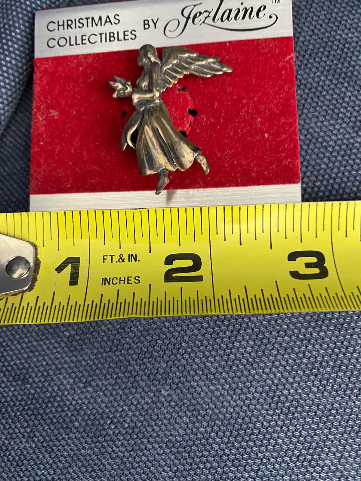 Christmas Collectibles By Jezlaine Sterling Silver ANGEL Pin Vintage silver NEW