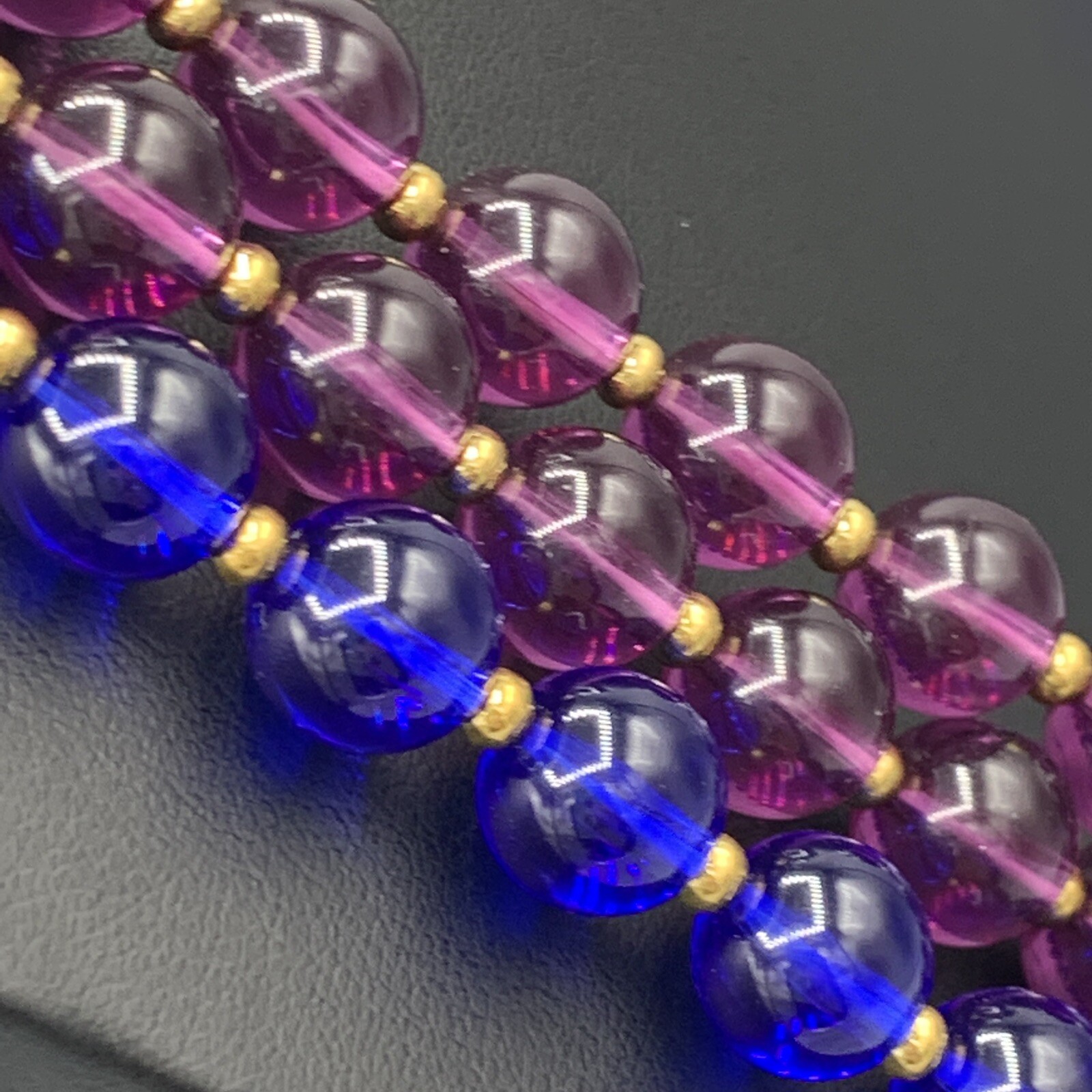 Marvella NOS Necklace Lot Blue and Purple Bead Lightweight Original Tags 24 Inch