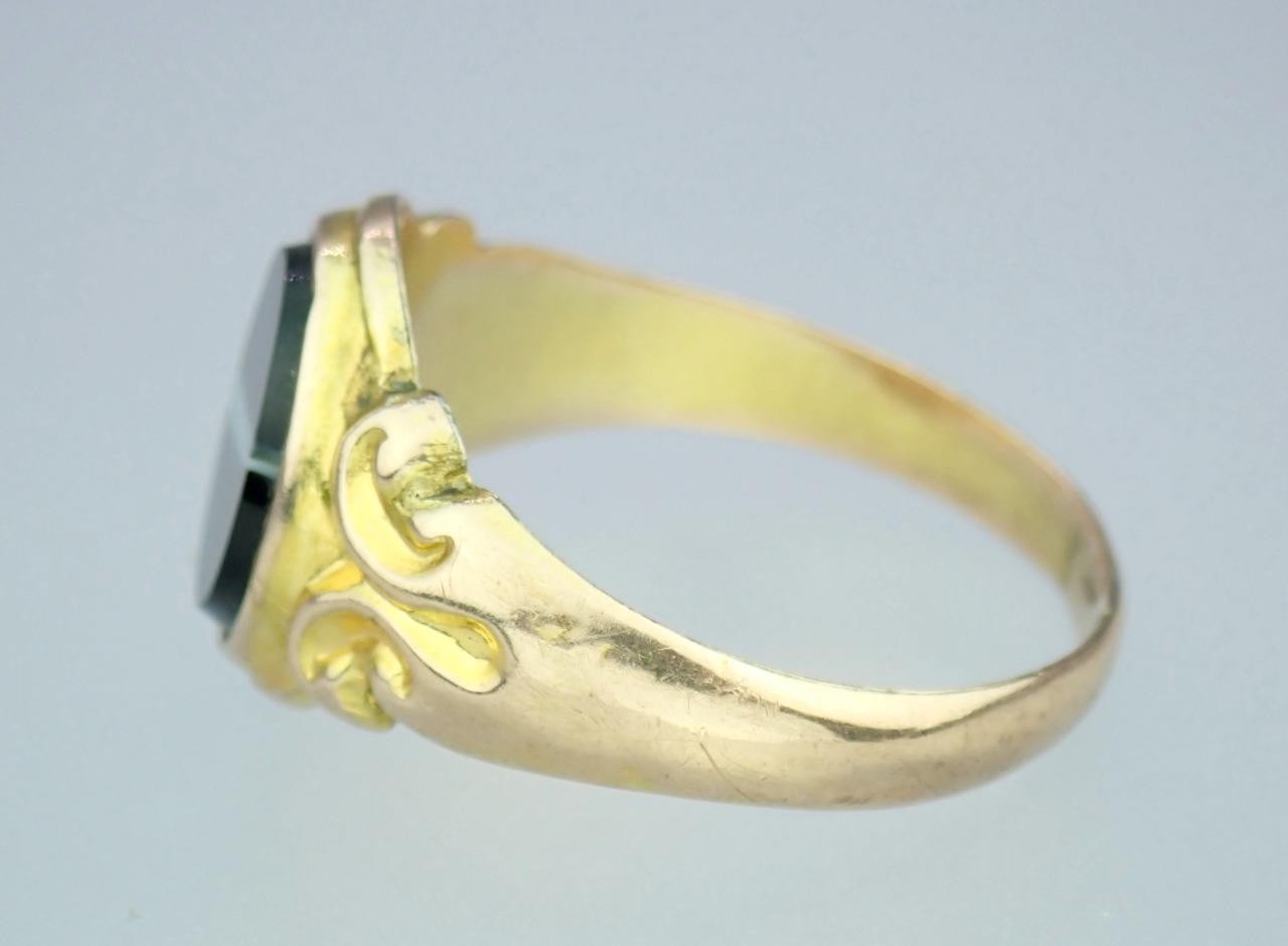 Fine Antique Edwardian Solid 9K Rose Gold Banded Agate Signet Pinky Ring 1904 8