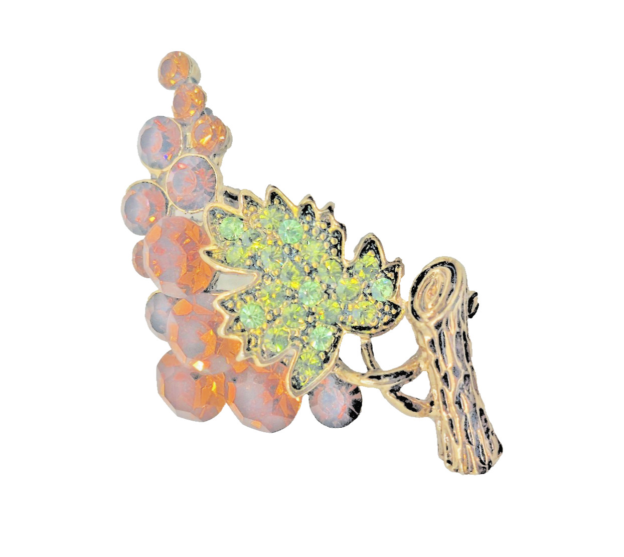 Vtg. Amber Rhinestone Grape Cluster Brooch Pin MCM Retro