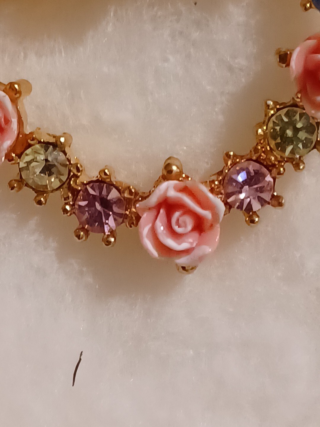 Vintage Rhinestone Heart AVON 1980s Hearts and Flowers Pink pin Mothers day