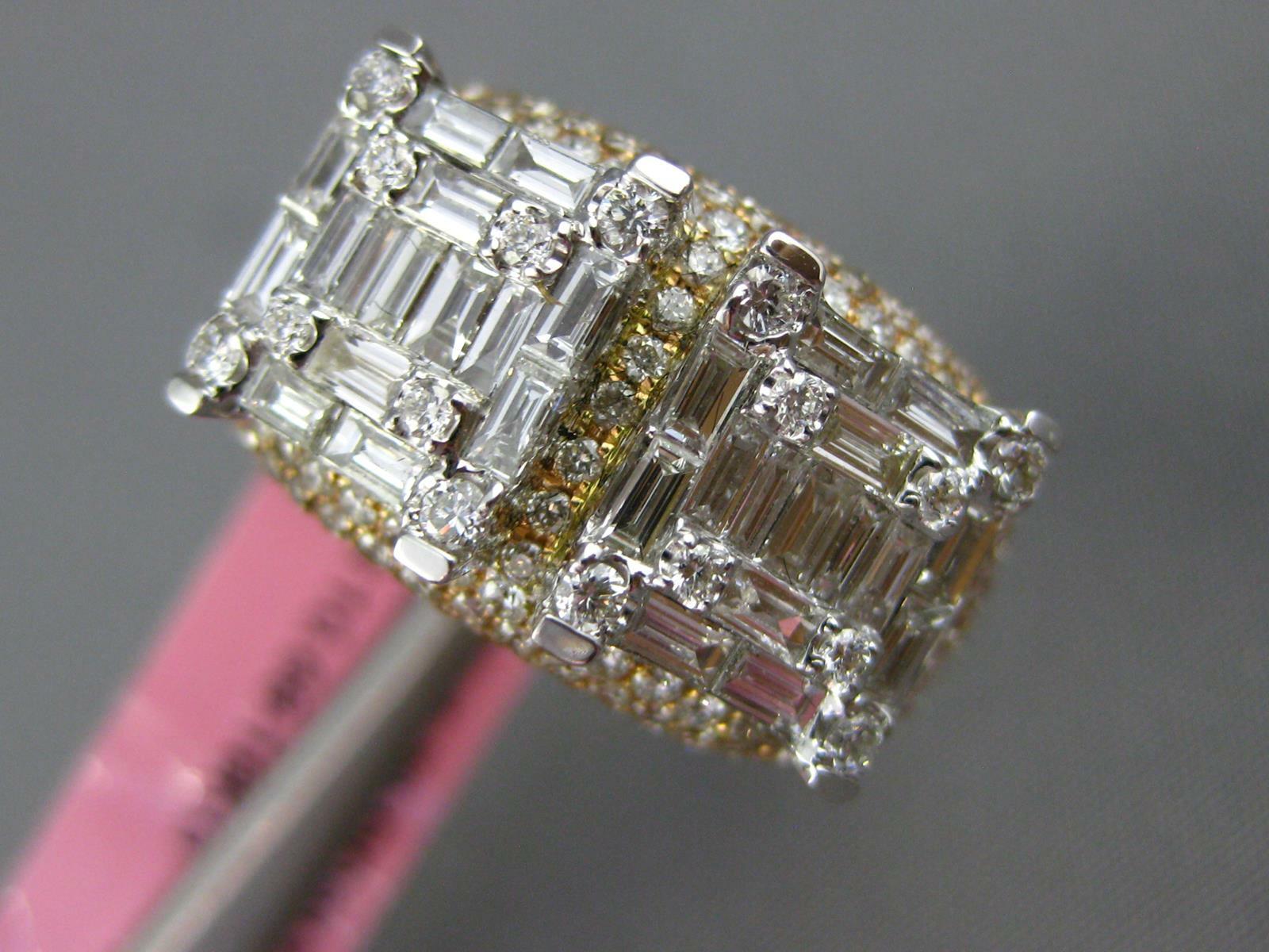LARGE 2.69CT DIAMOND 18K WHITE AND ROSE GOLD ROUND & BAGUETTE DOUBLE SQUARE RING